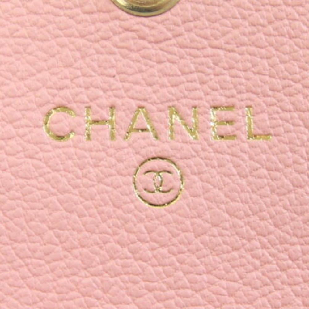 CHANEL Pink Leather Logo Wallet - Picture 5 of 8